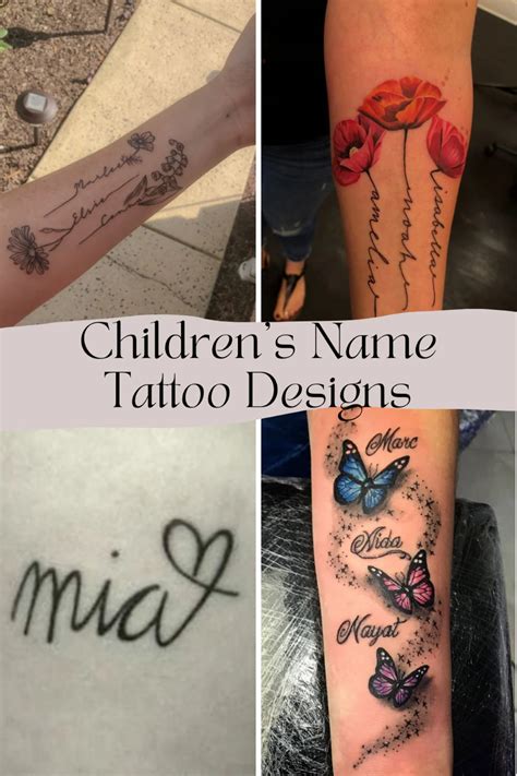 tattoos of childrens names ideas|tattoos with kids name.